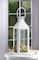 15" Sleek White Metal Manhattan Candle Lantern with Handle